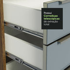 Armário de Cozinha Completa 300 x 60 cm Rustic/Cinza Lux da Sabrina Madesa
