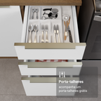Armário de Cozinha Completa 340 x 60 cm Rustic/Branco Veludo Lux Madesa 02