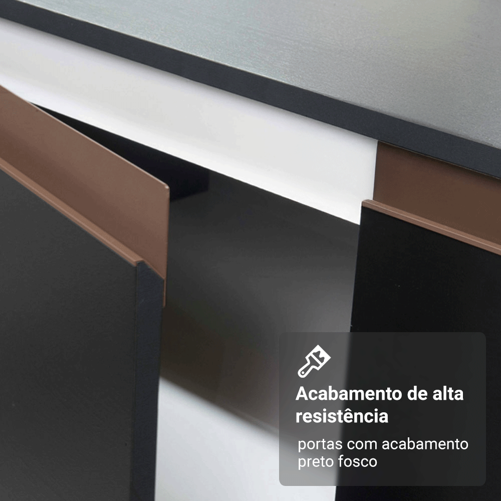 Armário de Cozinha Completa 250cm Preto Reims Madesa 07