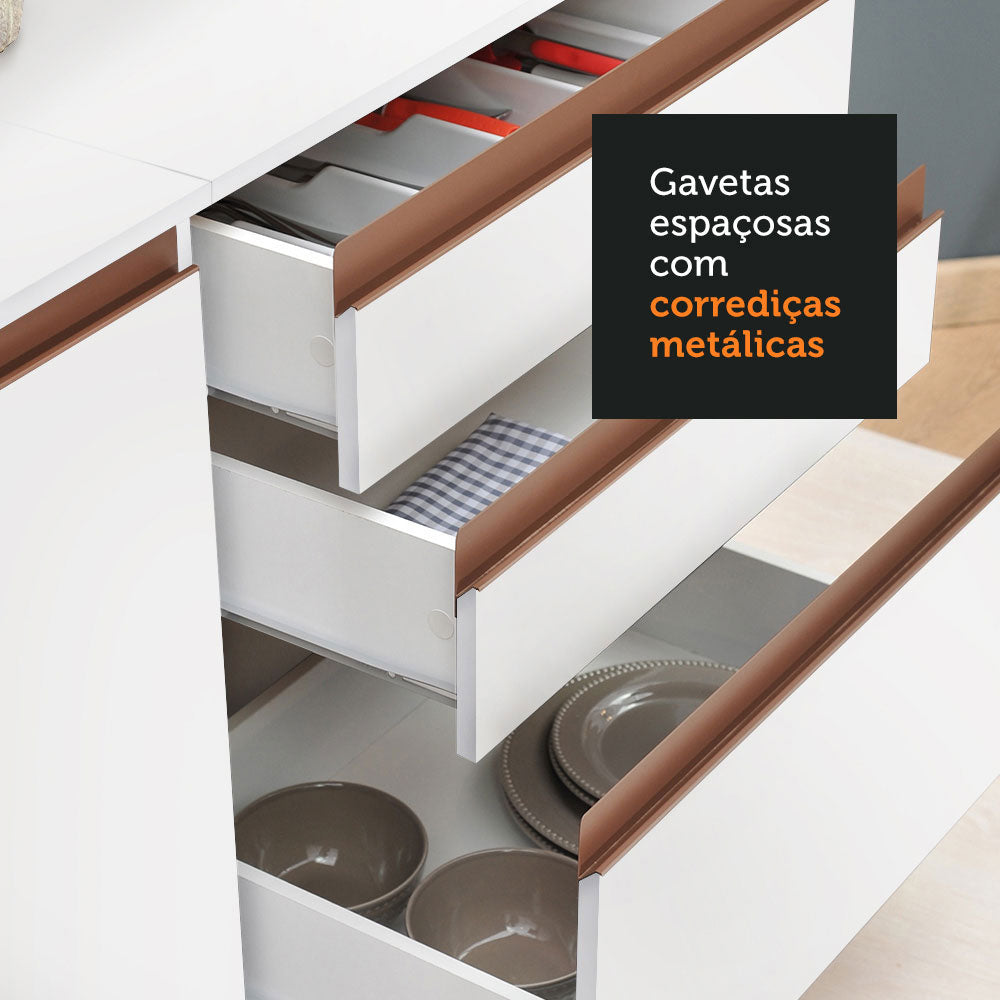 Armário de Cozinha Completa 300cm Branco Reims Madesa 01