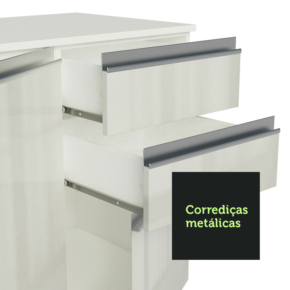 Armário de Cozinha Compacta 100% MDF 120 cm Frentes Branco Brilho Smart Madesa XP