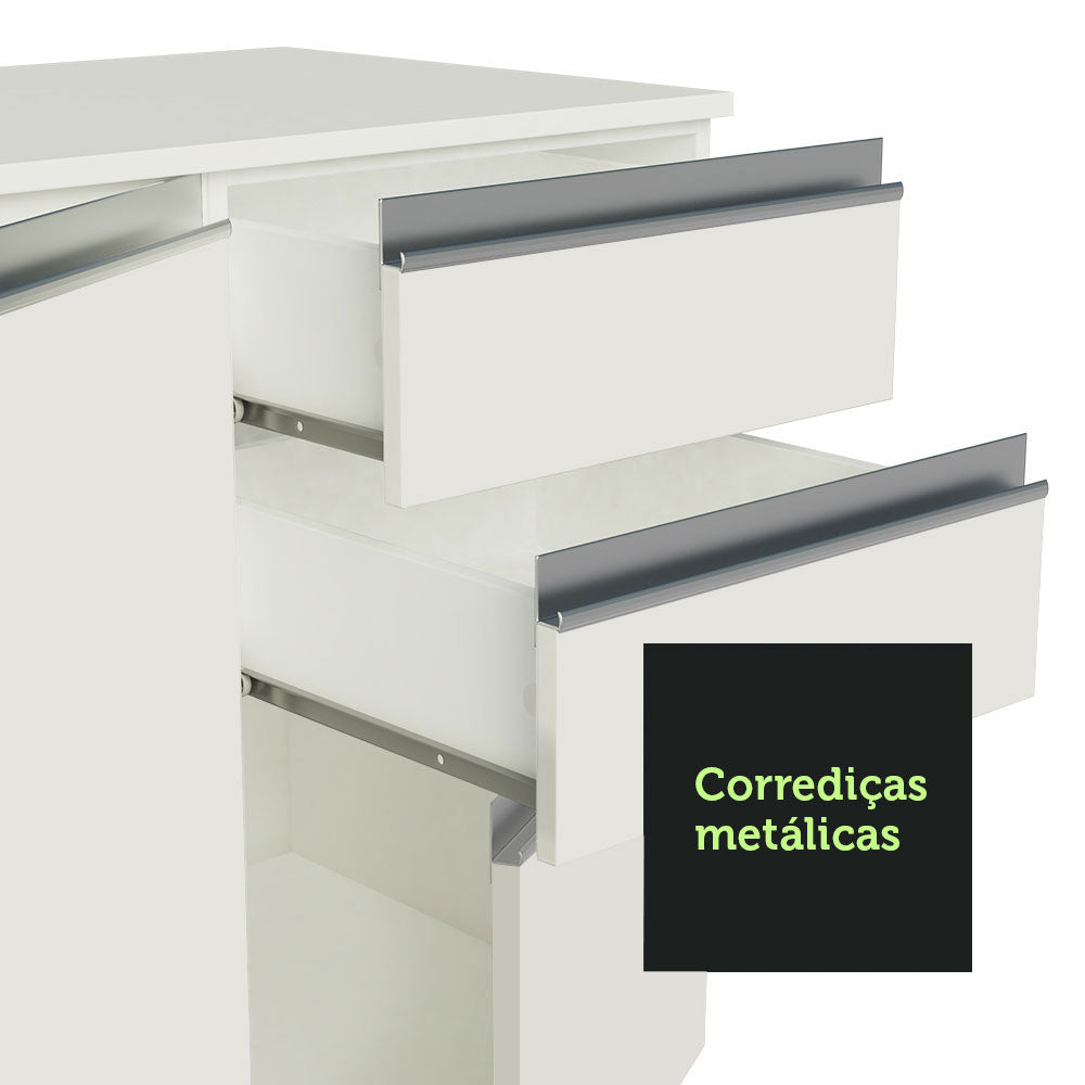 Armário de Cozinha Completa 100% MDF 300cm Branco Smart Madesa 03