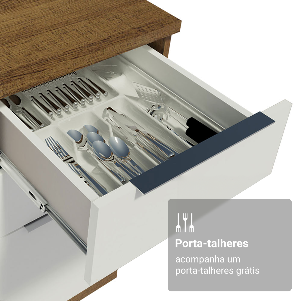 Armário de Cozinha Compacta 190cm Rustic/Branco Stella Madesa 03