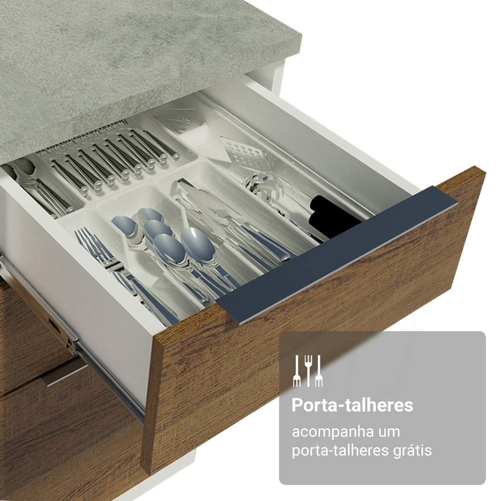 Armário de Cozinha Compacta 190cm Branco/Rustic Stella Madesa 03