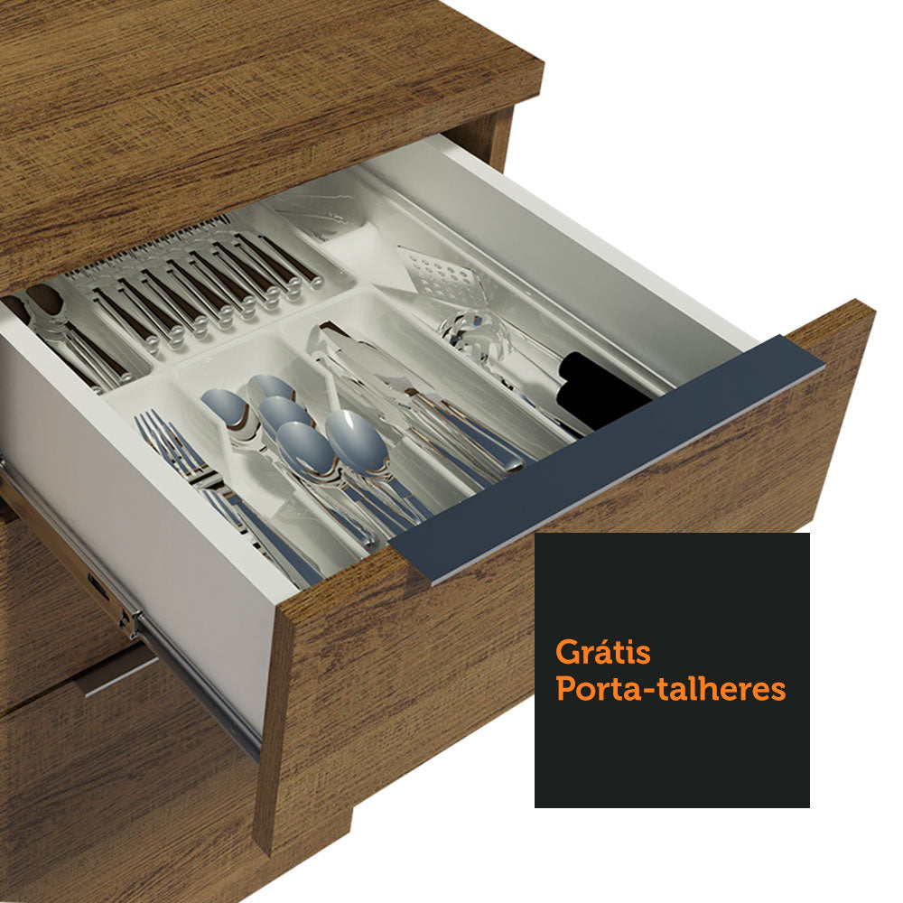 Armário de Cozinha Completa 290cm Rustic/Rustic/Branco Stella Madesa 02