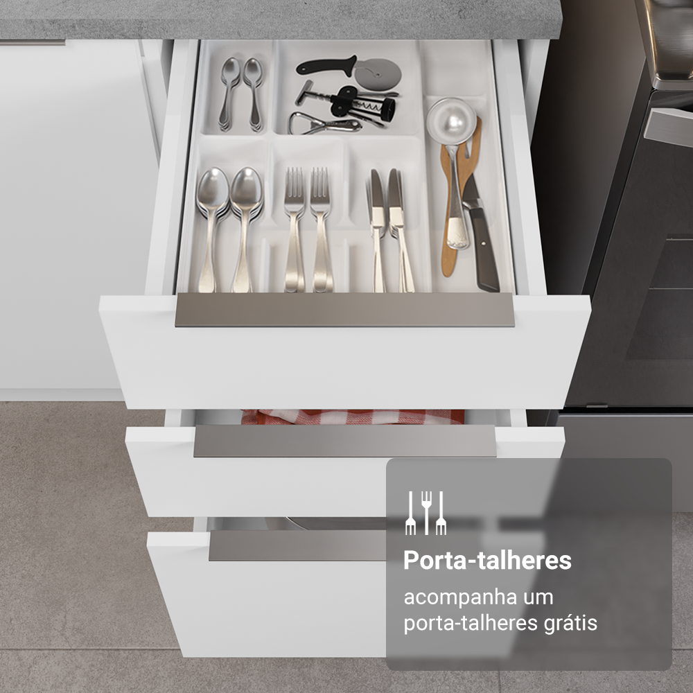 Armário de Cozinha Completa 340cm Branco Stella Madesa 01