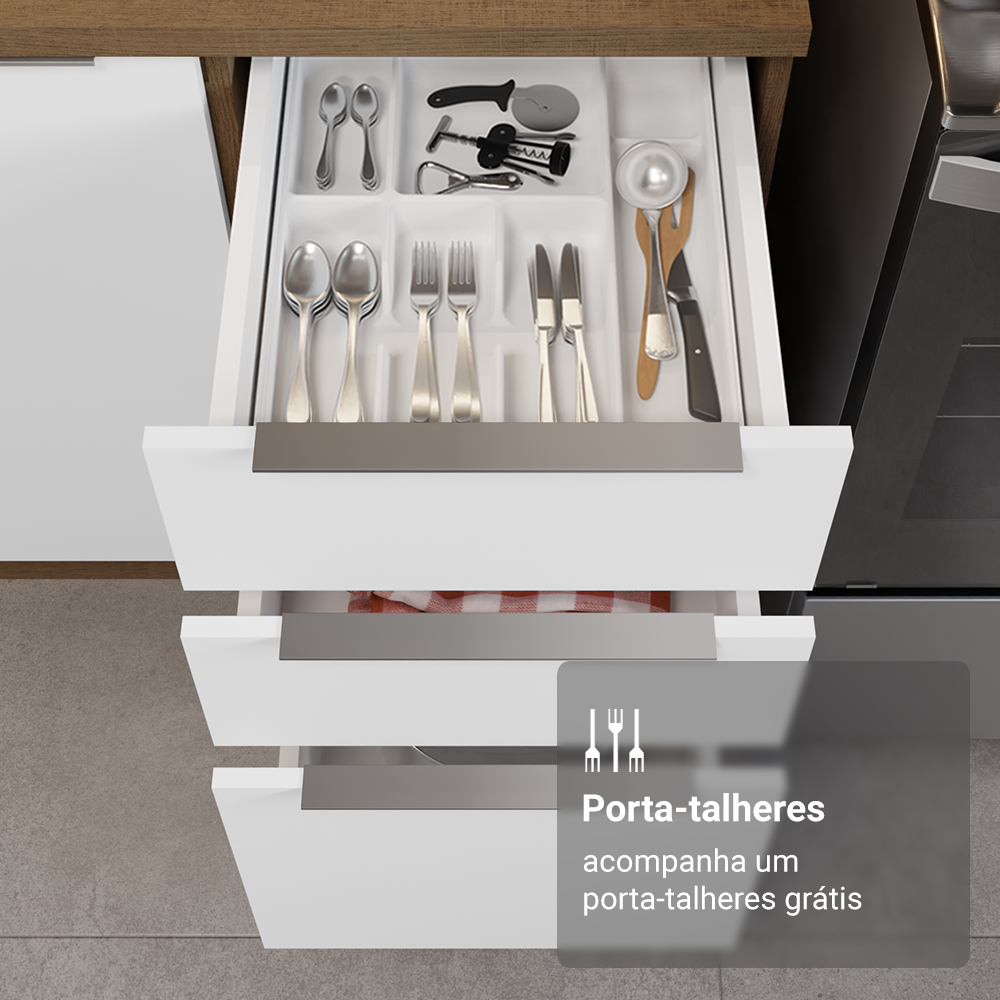 Armário de Cozinha Completa 340cm Rustic/Branco Stella Madesa 01