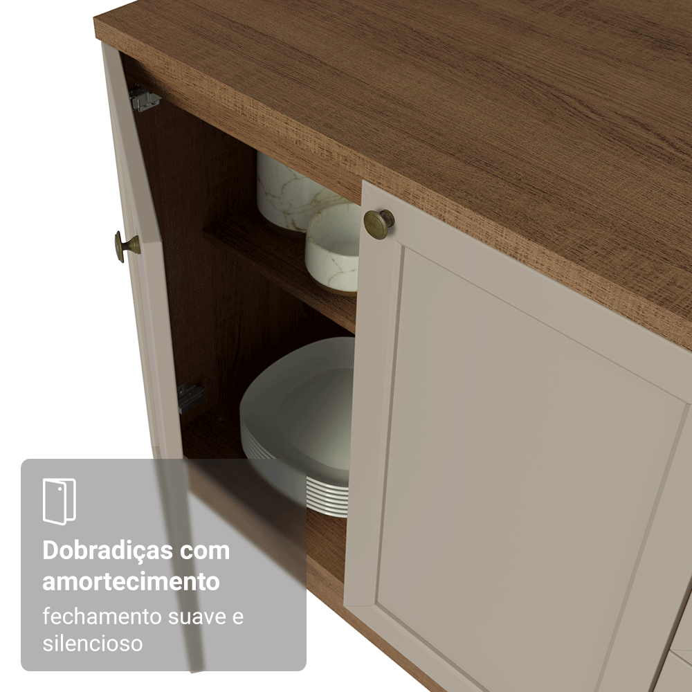 Armário de Cozinha Completa 270 cm Rustic/Crema Vik Madesa 07