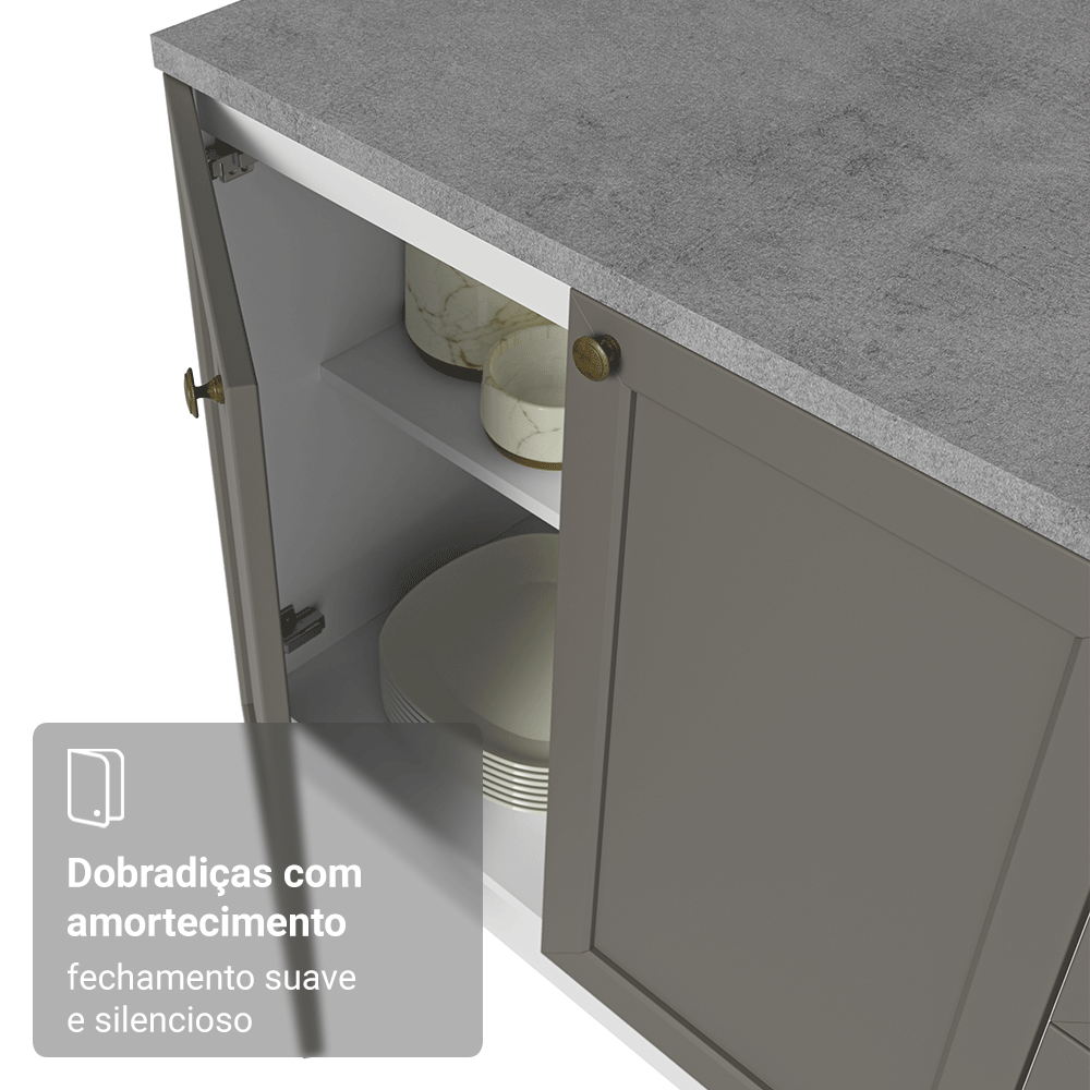 Armário de Cozinha Completa 270 cm Branco/Cinza Vik Madesa 07