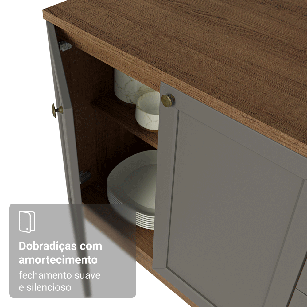 Armário de Cozinha Completa 270 cm Rustic/Cinza Vik Madesa 07