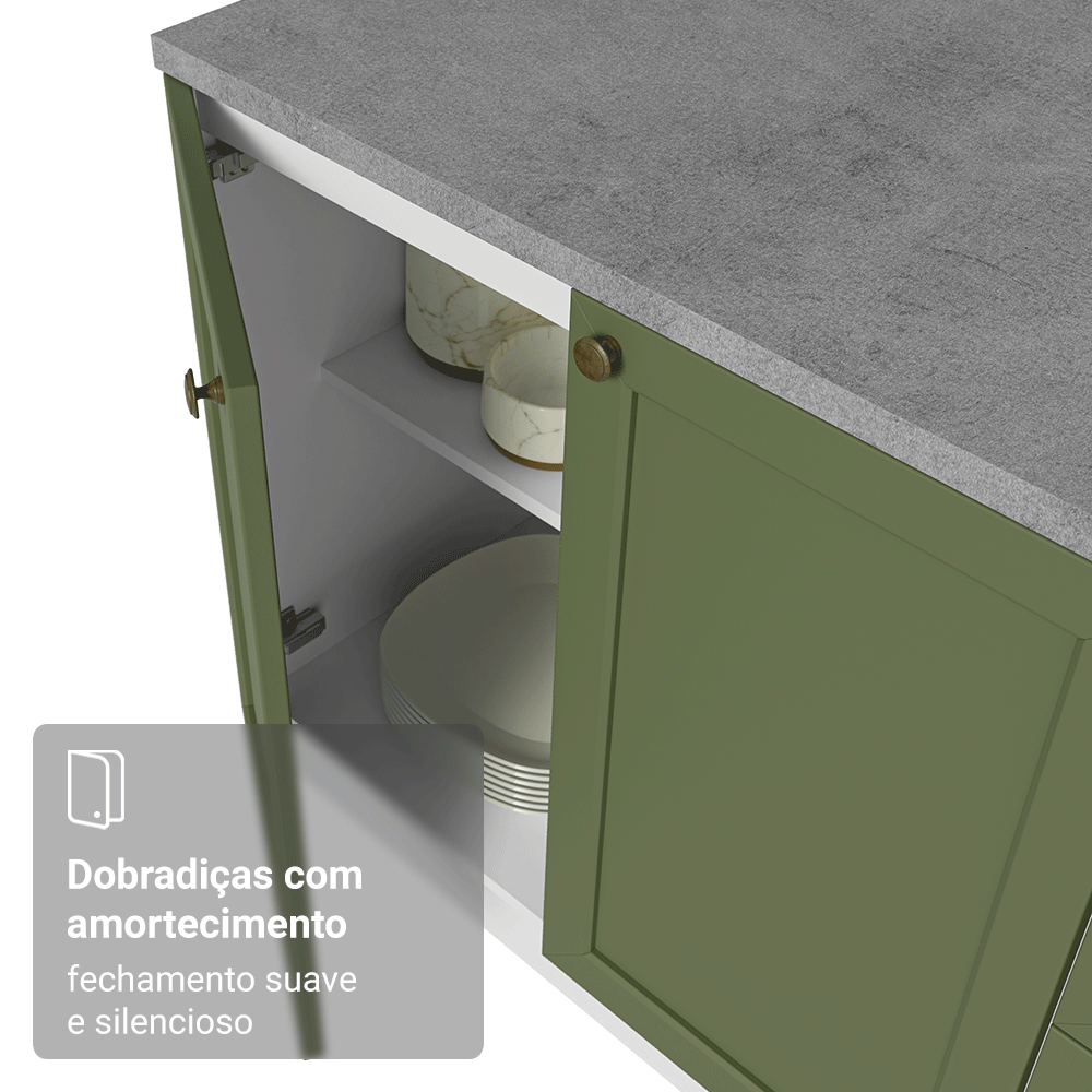 Armário de Cozinha Completa 270 cm Branco/Verde Vik Madesa 07