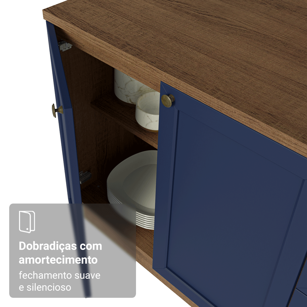 Armário de Cozinha Completa 270 cm Rustic/Azul Vik Madesa 07