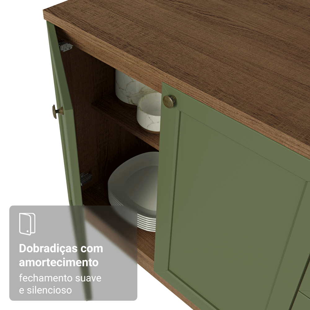 Armário de Cozinha Completa 270 cm Rustic/Verde Vik Madesa 07