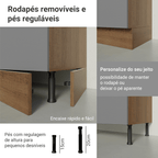 Conjunto Gabinete para Banheiro 120cm 3 Portas 3 Gavetas Rustic/Cinza Agata Madesa 01