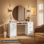 Escrivaninha Penteadeira 136cm 1 Porta 3 Gavetas Branco Madesa