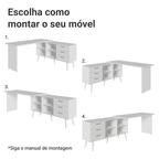 Escrivaninha Penteadeira de Canto 3 Gavetas Branco Madesa