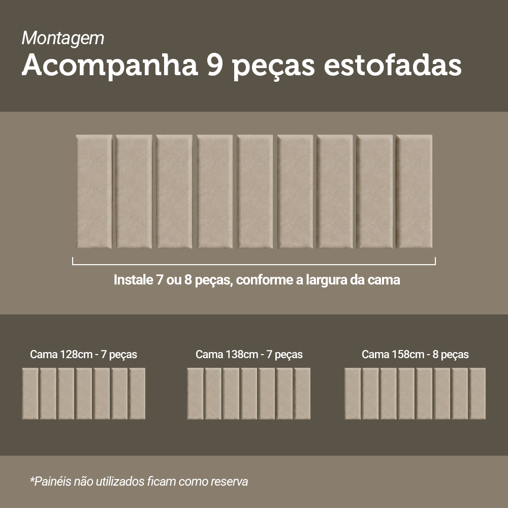Cabeceira Extensível Estofada com 2 Mesas de Cabeceira Espelhadas Branco/Imperial Madesa