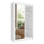 Conjunto Quarto Solteiro com Guarda-Roupa 2 Portas com Espelhos e Cômoda Branco Madesa