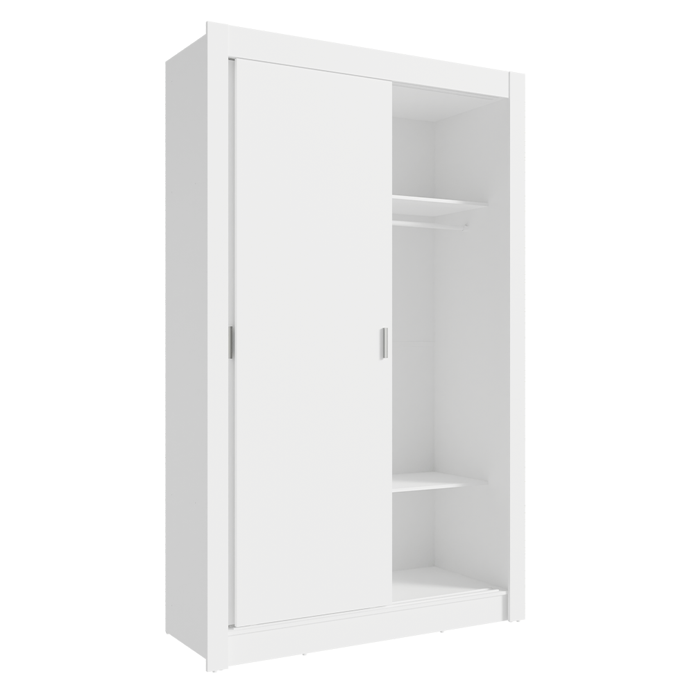 Conjunto Quarto Solteiro com Guarda-Roupa 2 Portas e Cômoda Branco Madesa
