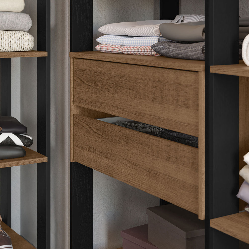 Guarda-Roupa Closet Modulado 4 Gavetas 317 cm Rustic/Preto Valencia Madesa