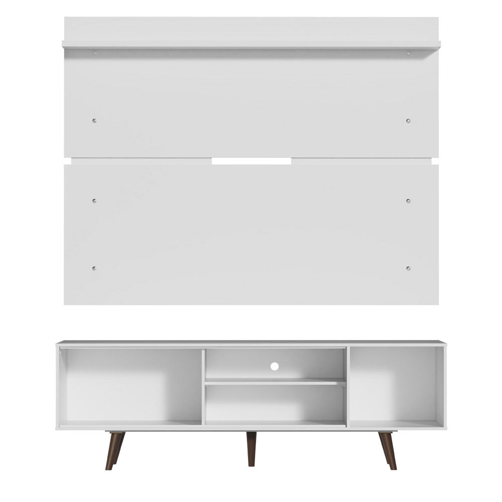 Rack Madesa Dubai e Painel para TV até 65 Polegadas com Pés Branco/Rustic 099B