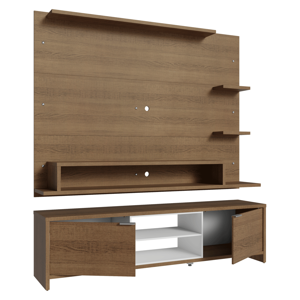 Rack com Painel para TV até 60 Polegadas 180 cm Rustic/Branco Metz Madesa