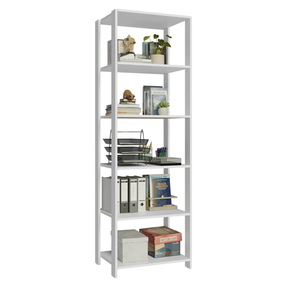 Estante Armário Multiuso para Escritório 59cm 5 Prateleiras Branco Madesa