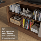 Escrivaninha em L para Computador Gamer Rustic/Crema Roma Madesa