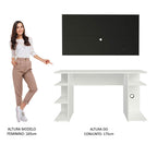 Mesa para Computador Gamer Madesa 9409 e Painel para TV até 50 Polegadas Branco/Preto
