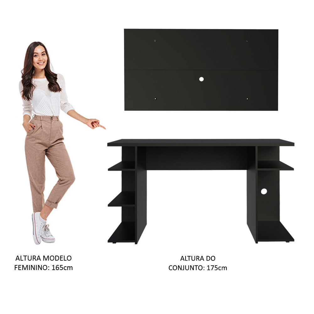 Mesa para Computador Gamer Madesa 9409 e Painel para TV até 50 Polegadas Preto