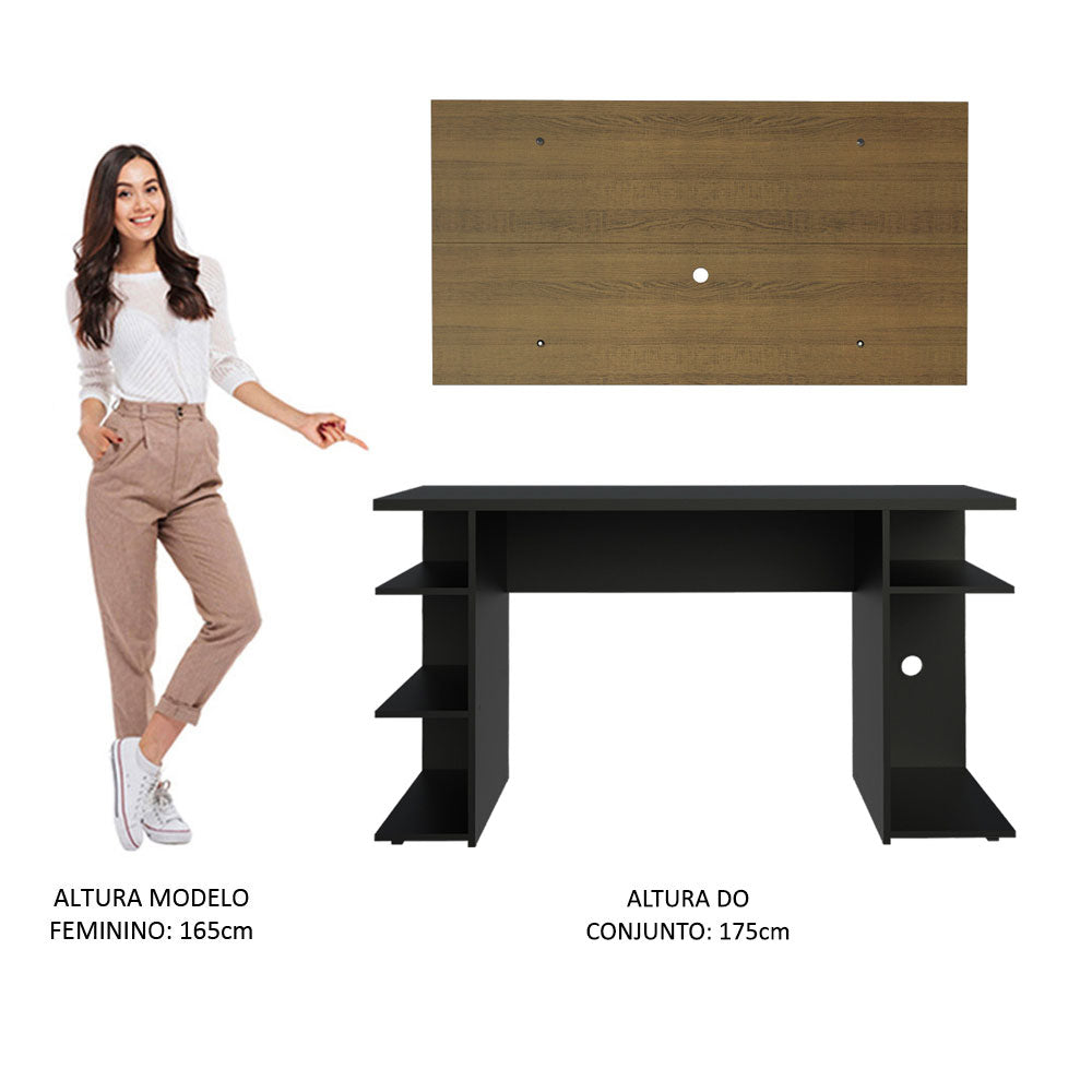 Mesa para Computador Gamer Madesa 9409 e Painel para TV até 50 Polegadas Preto/Rustic