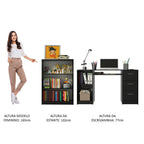 Escrivaninha Madesa Alaska + Estante Livreiro 6907 Preto