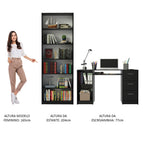 Escrivaninha Madesa Alaska + Estante Livreiro 6908 Preto