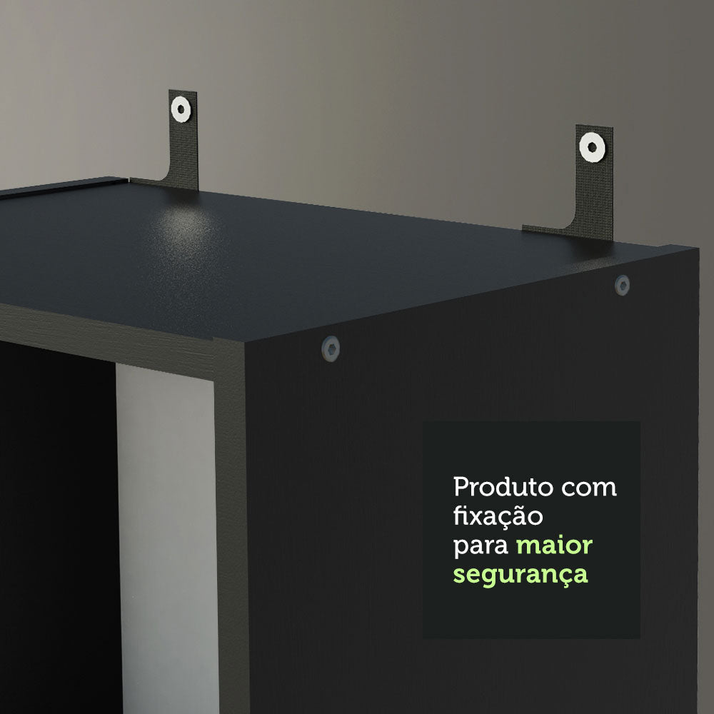 Escrivaninha Madesa Rubi + Estante Livreiro 6906 Branco/Preto