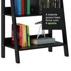 Conjunto Escritório Home Office com Mesa Industrial + Estante Escada Preto  Madesa