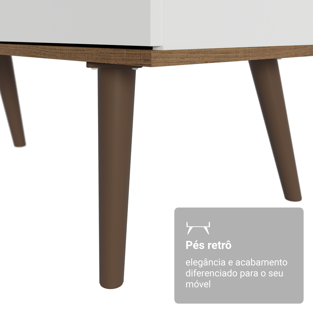 Kit 2 Peças com Escrivaninha em L 3 Gavetas e Armário Multiuso com Vidro Rustic/Branco Madesa