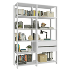 Estante Armário Multiuso para Escritório 129cm 9 Prateleiras 2 Gavetas Branco Madesa