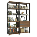 Estante Armário Multiuso para Escritório 129cm 9 Prateleiras 2 Gavetas Rustic/Preto Madesa