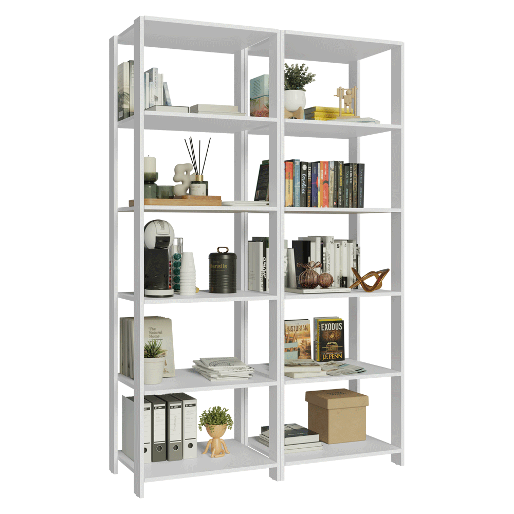 Estante Armário Multiuso para Escritório 118cm 10 Prateleiras Branco Madesa