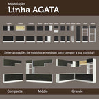 Armário Aéreo Multiuso 80cm 1 Porta Basculante Branco/Preto Agata Madesa