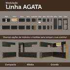 Armário Aéreo Multiuso 80cm 1 Porta Basculante Rustic/Preto Agata Madesa