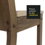 Conjunto Sala de Jantar Madesa Madu Mesa Tampo de Vidro Redondo 4 Cadeiras Rustic/Crema/Bege
