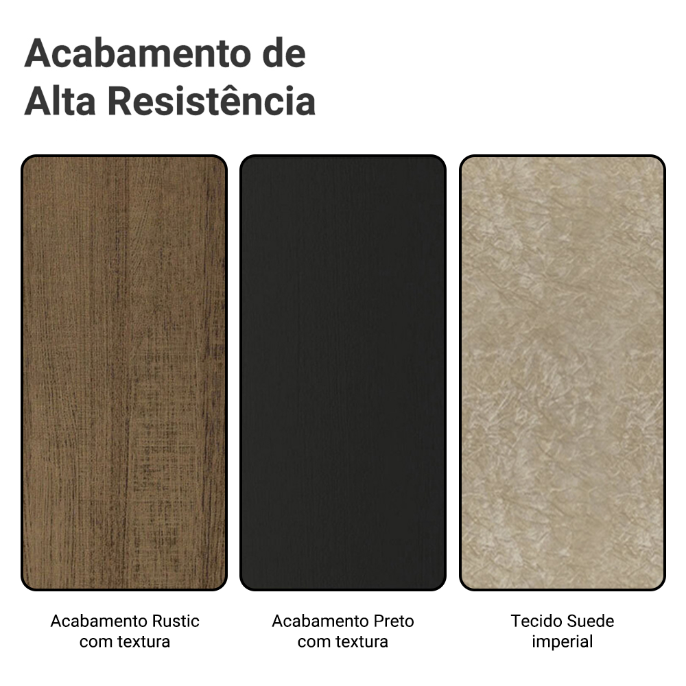 Conjunto Sala de Jantar Mesa Tampo de Vidro 4 Cadeiras Rustic/Preto/Imperial Avril Madesa