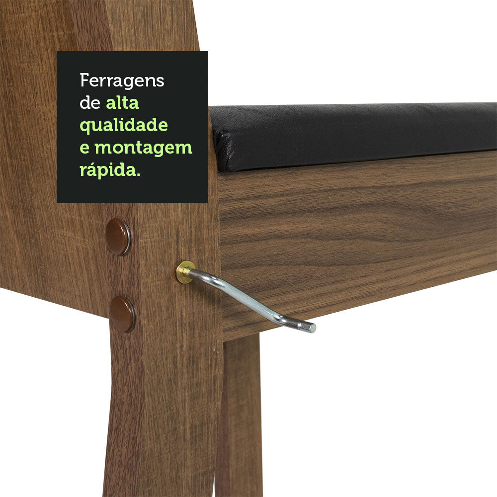 Conjunto Sala de Jantar Mesa Tampo de Madeira 4 Cadeiras Rustic/Preto Marilyn Madesa