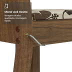 Conjunto Sala de Jantar Mesa Tampo de Vidro 4 Cadeiras Rustic/Hibiscos Camélia Madesa
