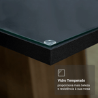 Conjunto Sala de Jantar Mesa Tampo de Vidro 4 Cadeiras Rustic/Preto/Oxford Reale Madesa