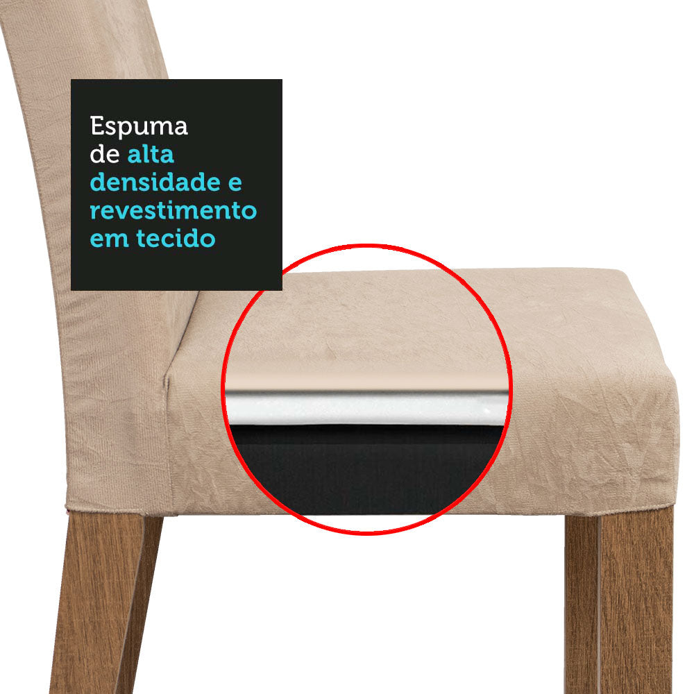 Conjunto Sala de Jantar Mesa Tampo de Vidro 6 Cadeiras Rustic/Branco/Imperial Alexis Madesa