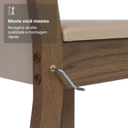 Conjunto Sala de Jantar Mesa Tampo de Madeira 6 Cadeiras Rustic/Crema/Bege Beverly Madesa