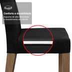 Conjunto Sala de Jantar Mesa Tampo de Madeira 6 Cadeiras Rustic/Preto/Oxford Renata Madesa