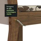 Conjunto Sala de Jantar Mesa Tampo de Vidro 6 Cadeiras Rustic/Crema/Hibiscos Heloísa Madesa